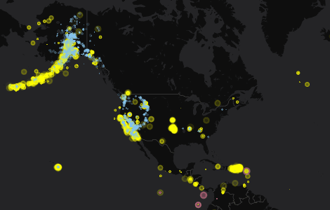 screenshot of animate markers of earthquake data